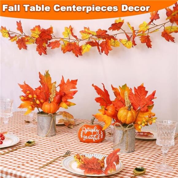 2 Pack 12" Fall Decorations Fall Centerpieces for Tables Thanksgiving - Picture 4 of 7